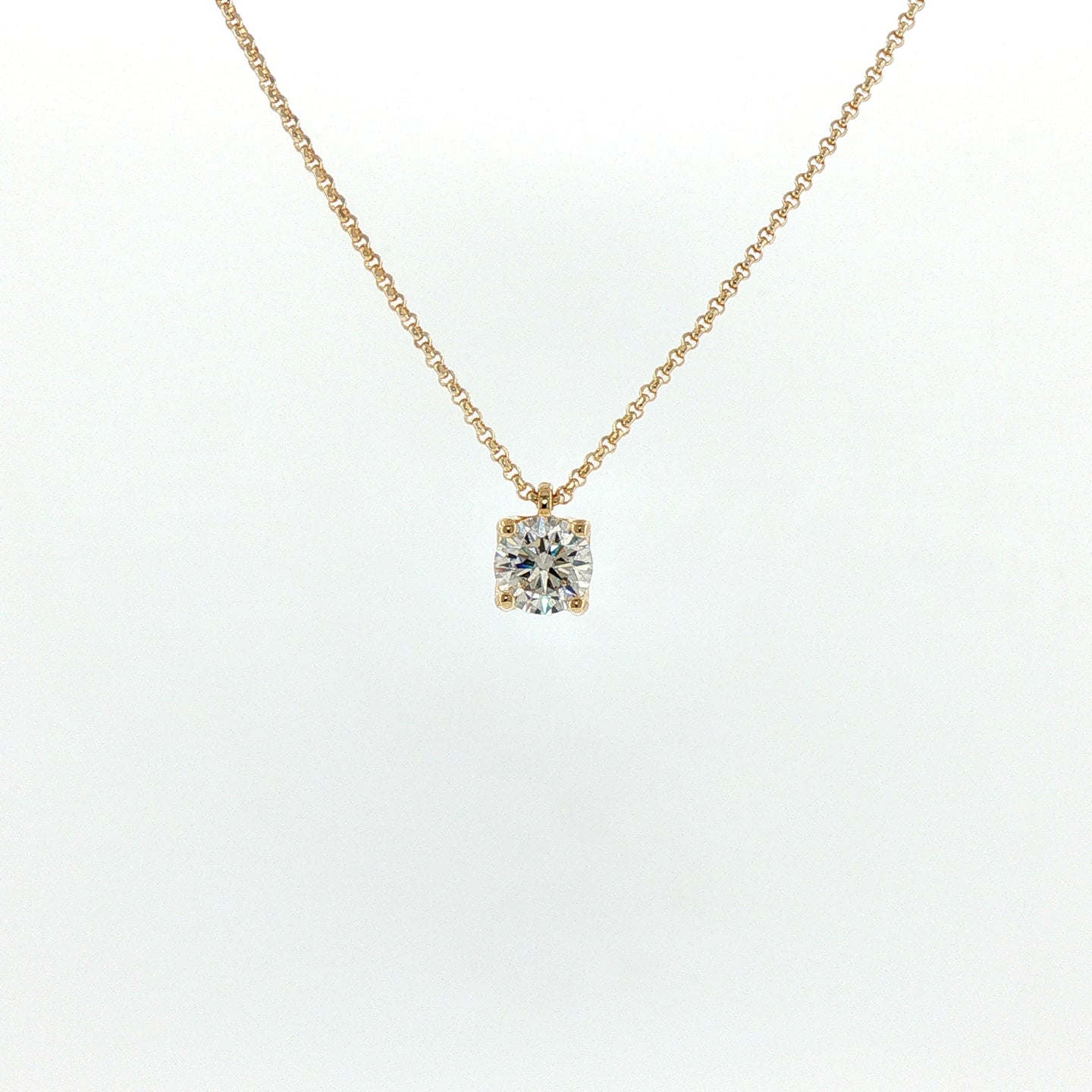 Girocollo in Argento 925 Dorato con Diamante Lab-Grown Taglio Brillante.
