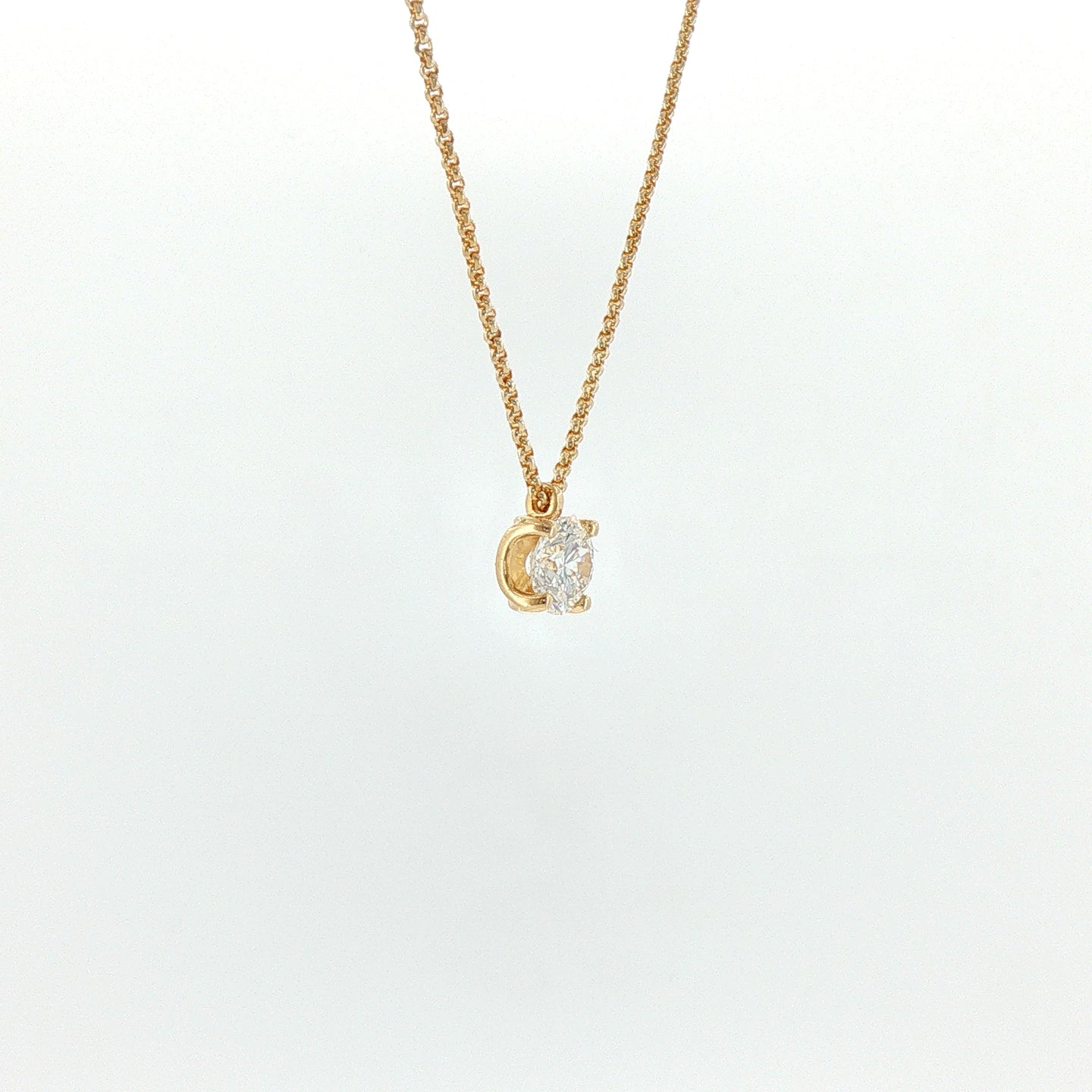 Girocollo in Argento 925 Dorato con Diamante Lab-Grown Taglio Brillante.
