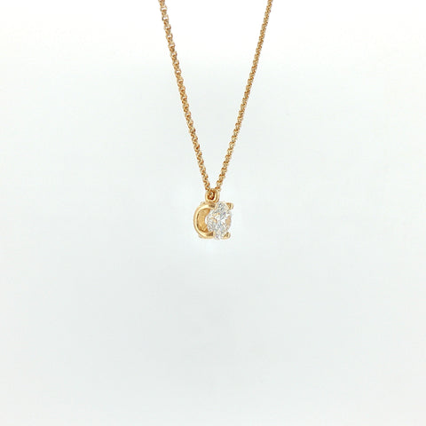 Girocollo in Argento 925 Dorato con Diamante Lab-Grown Taglio Brillante.