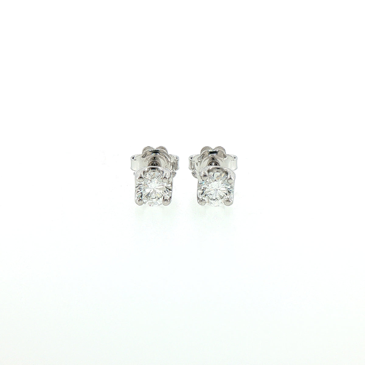 White gold stud earrings with brilliant-cut lab-grown diamonds, 2.01 carats.