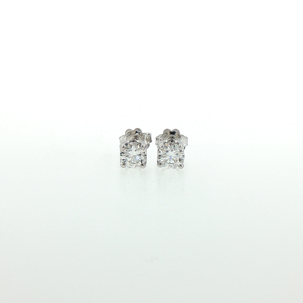 White gold stud earrings with brilliant-cut lab-grown diamonds, 2.01 carats.