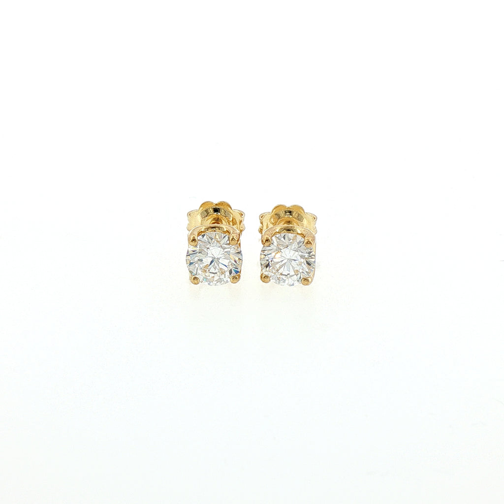 White gold stud earrings with brilliant-cut lab-grown diamonds, 2.01 carats.
