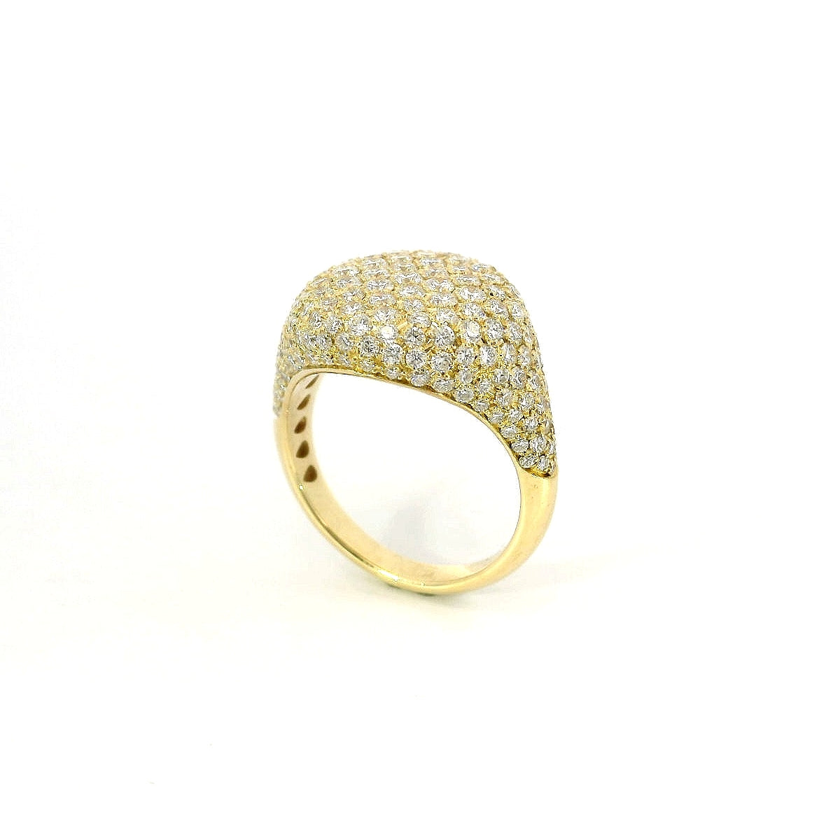 Anello da mignolo in oro giallo con pavè di diamanti lab-grown taglio brillante, 1,70 carati.