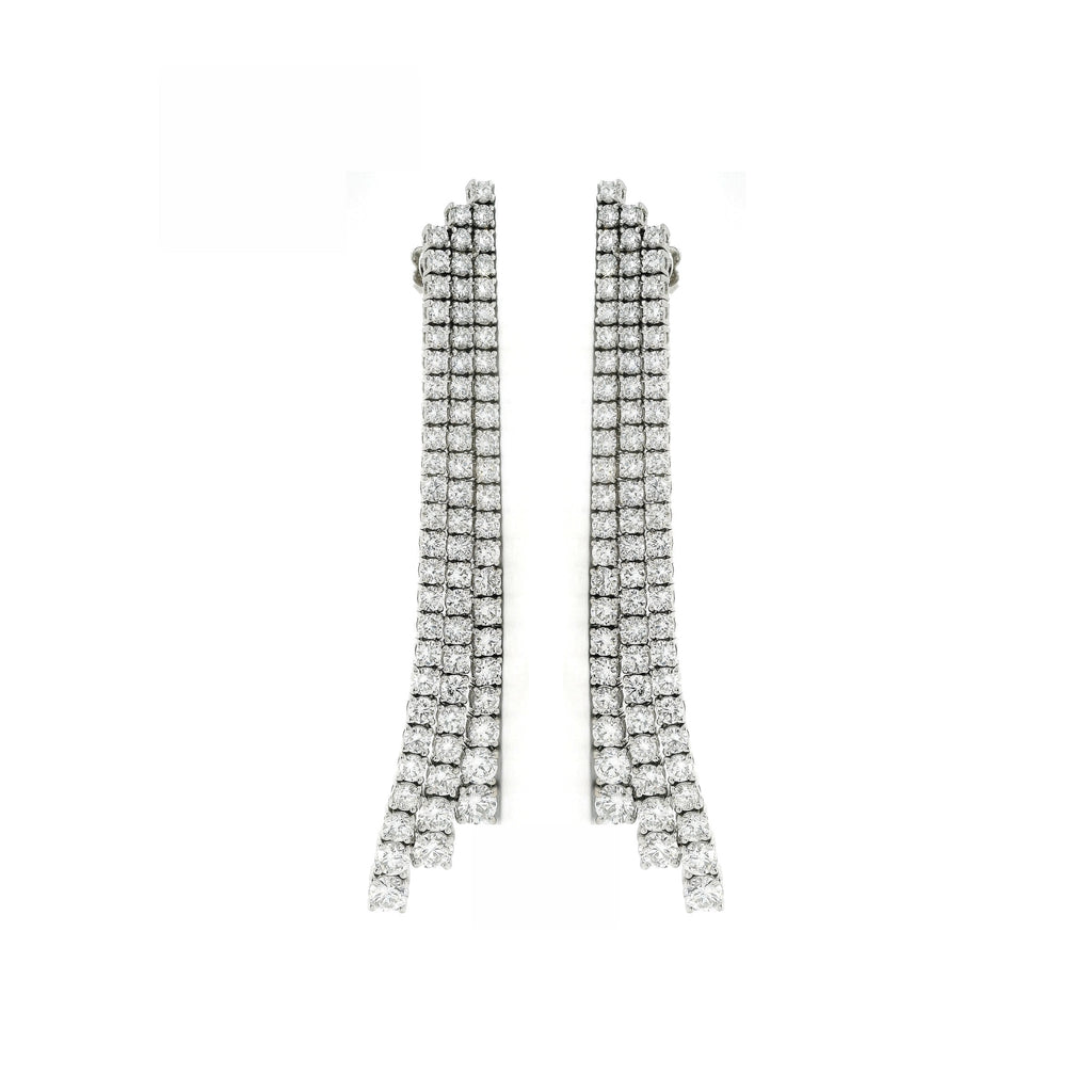 White gold gradation tennis earrings with brilliant-cut lab-grown diamonds, 7.96 carats.