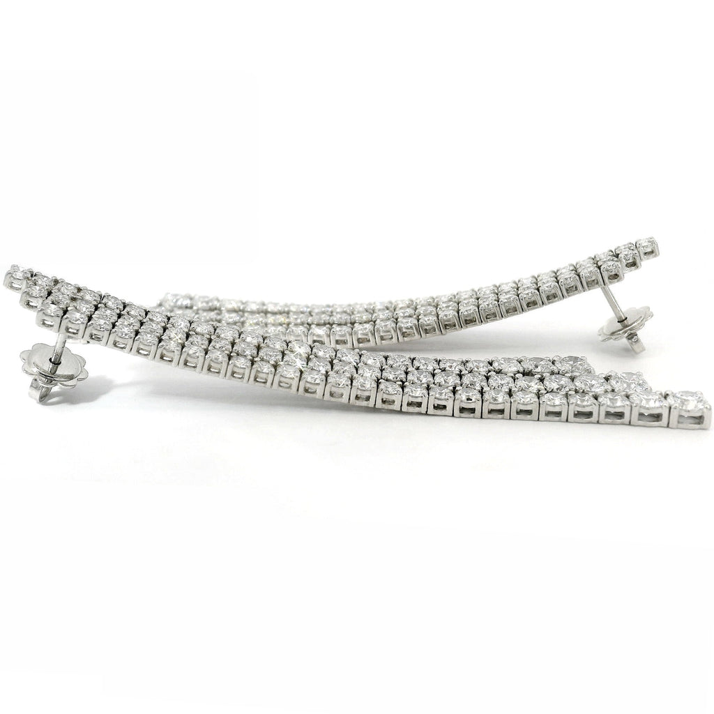 White gold gradation tennis earrings with brilliant-cut lab-grown diamonds, 7.96 carats.
