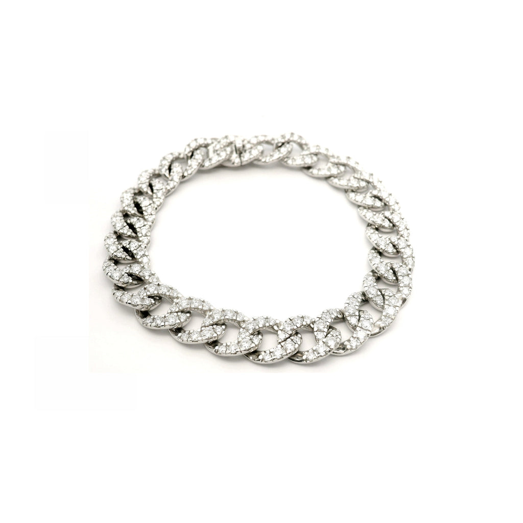 White gold groumette bracelet with brilliant-cut lab-grown diamonds, 5.91 carats.