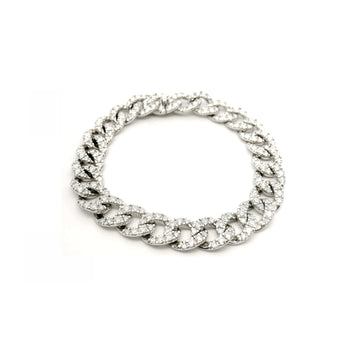Bracciale groumette in oro bianco con diamanti lab-grown taglio brillante, 5,91 carati.