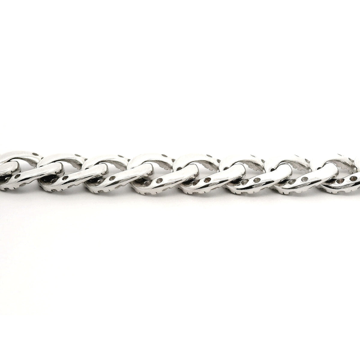 Bracciale groumette in oro bianco con diamanti lab-grown taglio brillante, 5,91 carati.