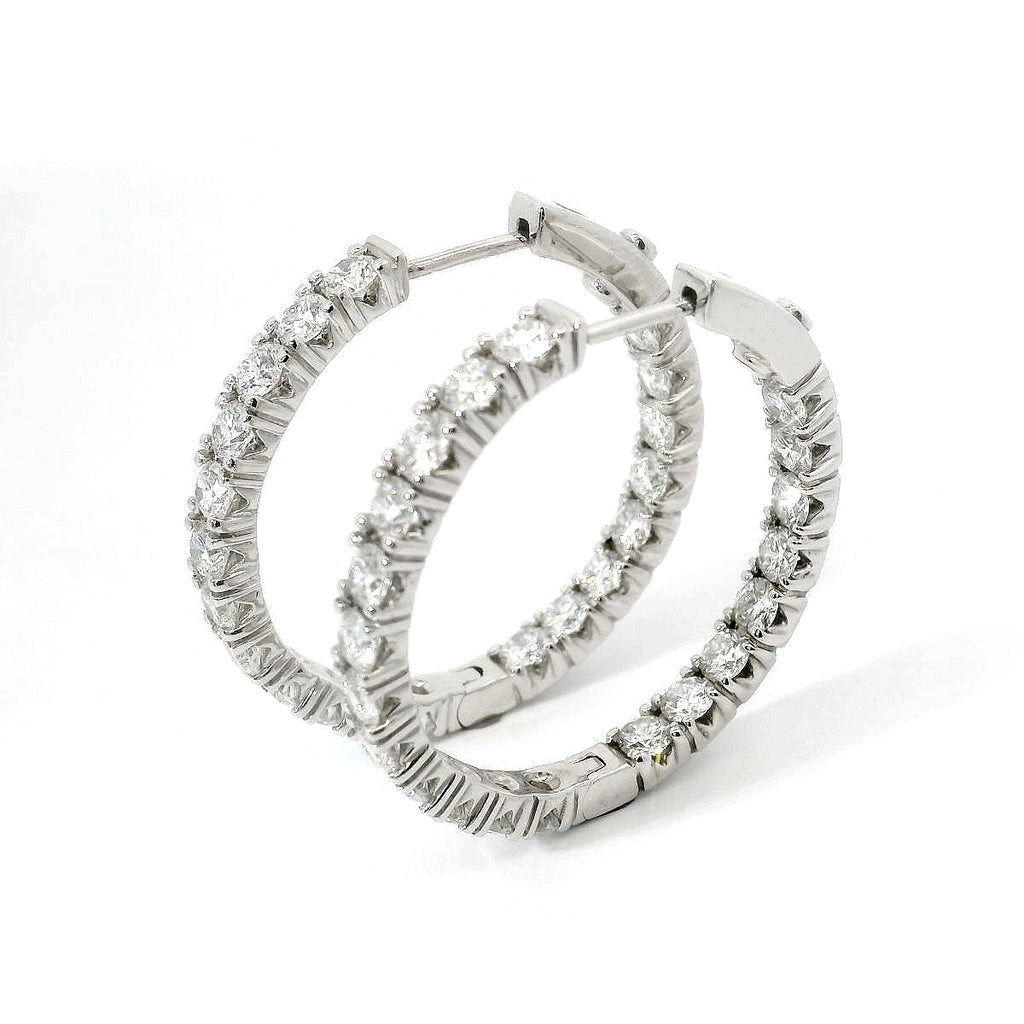 White gold hoop earrings with brilliant-cut lab-grown diamonds, 4.32 carats.