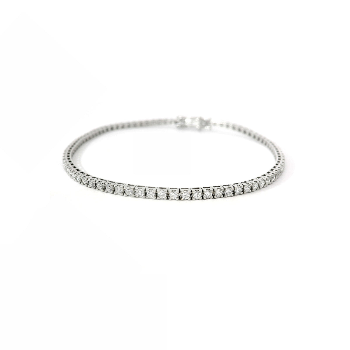 Bracciale Tennis a piramide in oro bianco con diamanti lab-grown taglio brillante, 1,70 carati.