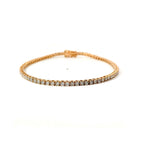 Bracciale tennis a filo in oro rosa e diamanti lab-grown taglio brillante, 2,58 carati.