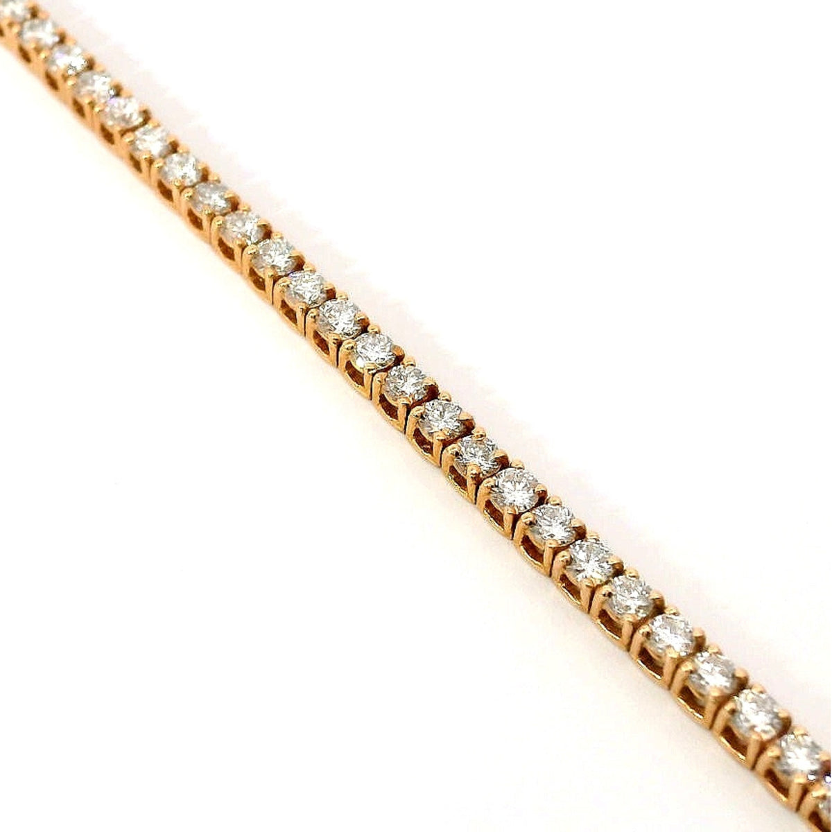 Bracciale tennis a filo in oro rosa e diamanti lab-grown taglio brillante, 2,58 carati.