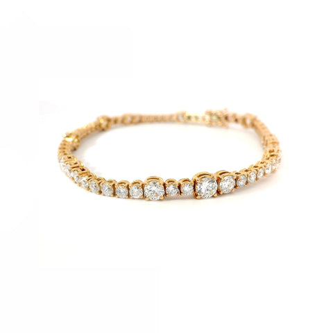 Bracciale Tennis con spot a filo in oro rosa con diamanti lab-grown taglio brillante, 5,85 carati.