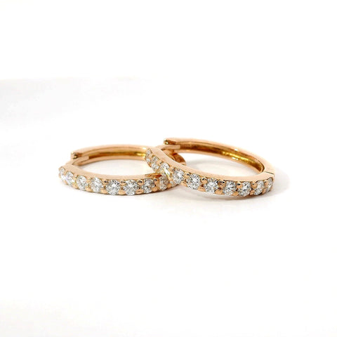 Orecchini a cerchio in oro rosa e diamanti lab-grown taglio brillante, 0,75 carati.