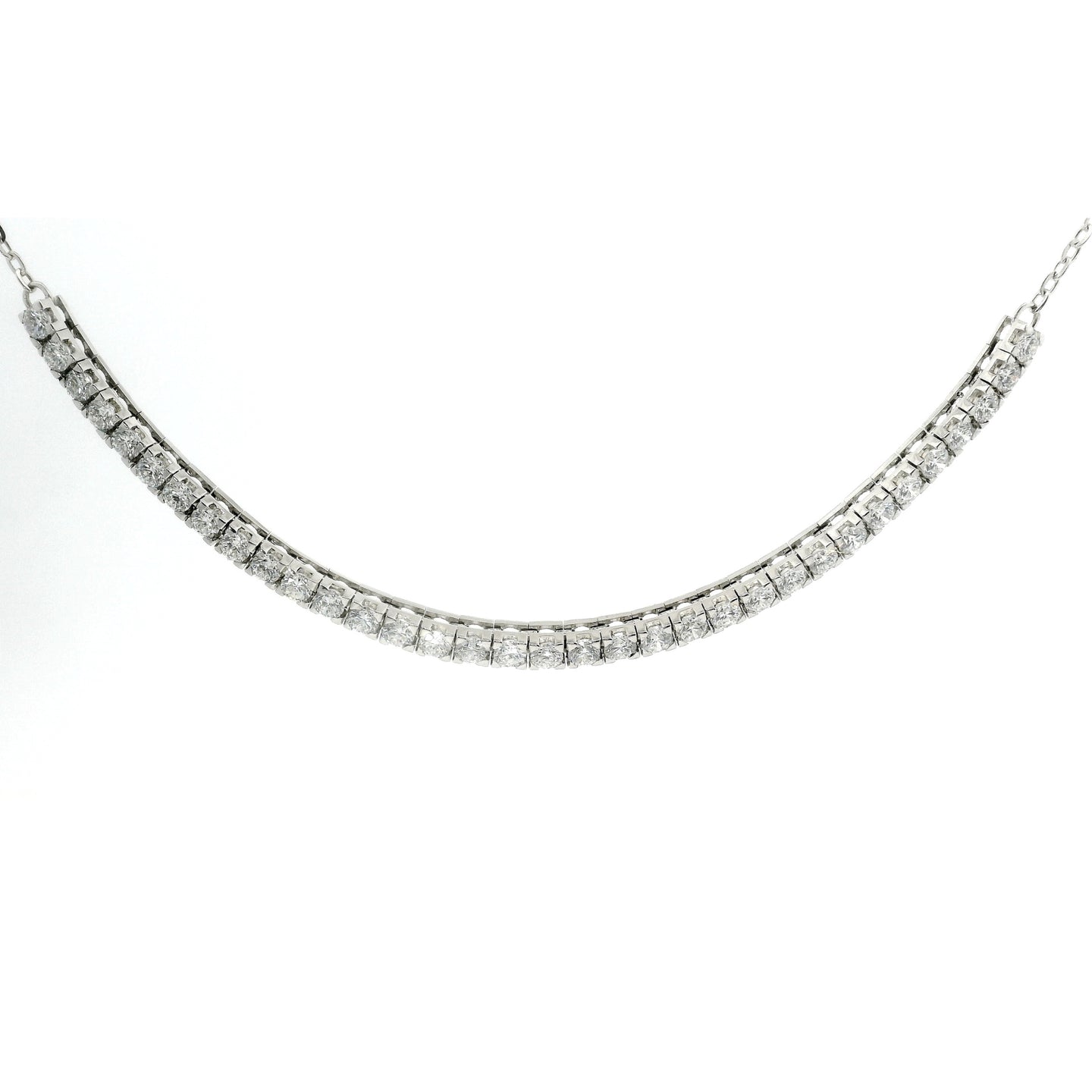 Girocollo tennis in oro bianco e diamanti Lab-grown taglio brillante, 1,96 carati.
