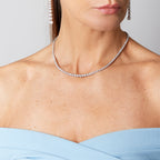 White gold gradation tennis necklace with brilliant-cut lab-grown diamonds, 16.78 carats.
