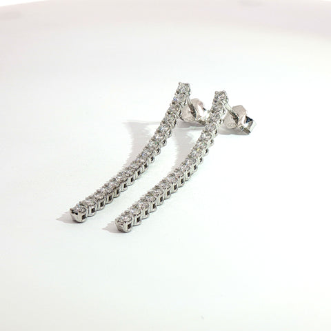 Orecchini tennis in oro bianco con diamanti Lab-Grown taglio brillante, 1,02 carati.