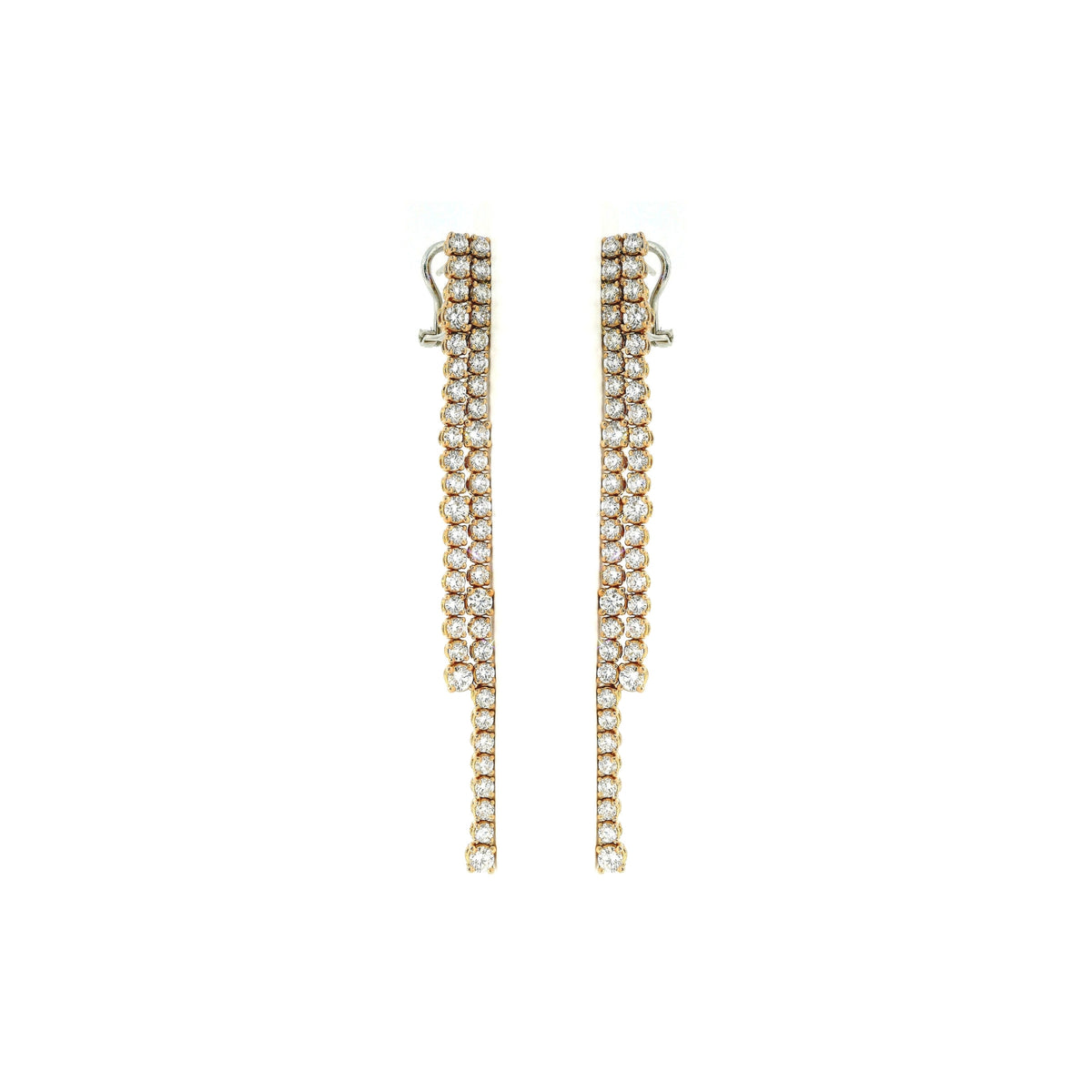 Orecchini Tennis a filo con spot in oro rosa con diamanti lab-grown taglio brillante, 4,80 carati.