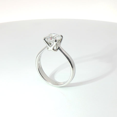 Solitario in oro bianco con diamante Lab-Grown taglio brillante, 1,70 carati.