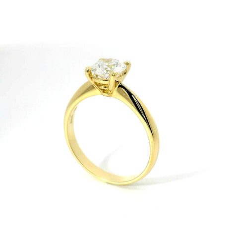 Solitario in oro giallo con diamante lab-grown taglio brillante, 1,00 carati.