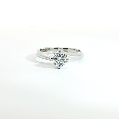 Solitario in oro bianco con diamante Lab-Grown taglio brillante, 0,82 carati.