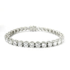 Bracciale tennis a filo in oro bianco e diamanti lab-grown taglio brillante, 16,58 carati.