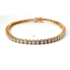 Bracciale tennis a filo in oro rosa e diamanti lab-grown taglio brillante, 4,50 carati.