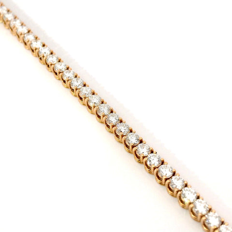 Bracciale tennis a filo in oro rosa e diamanti lab-grown taglio brillante, 4,50 carati.