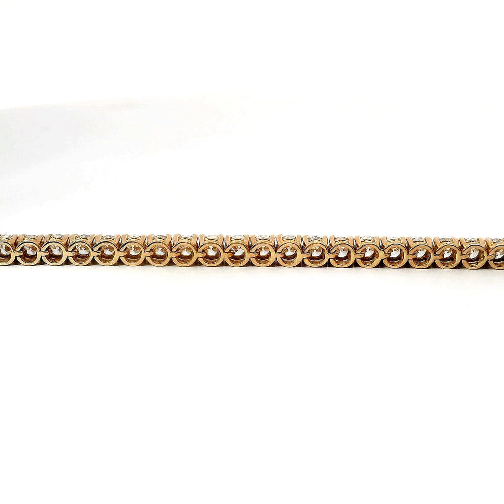 Bracciale tennis a filo in oro rosa e diamanti lab-grown taglio brillante, 4,50 carati.