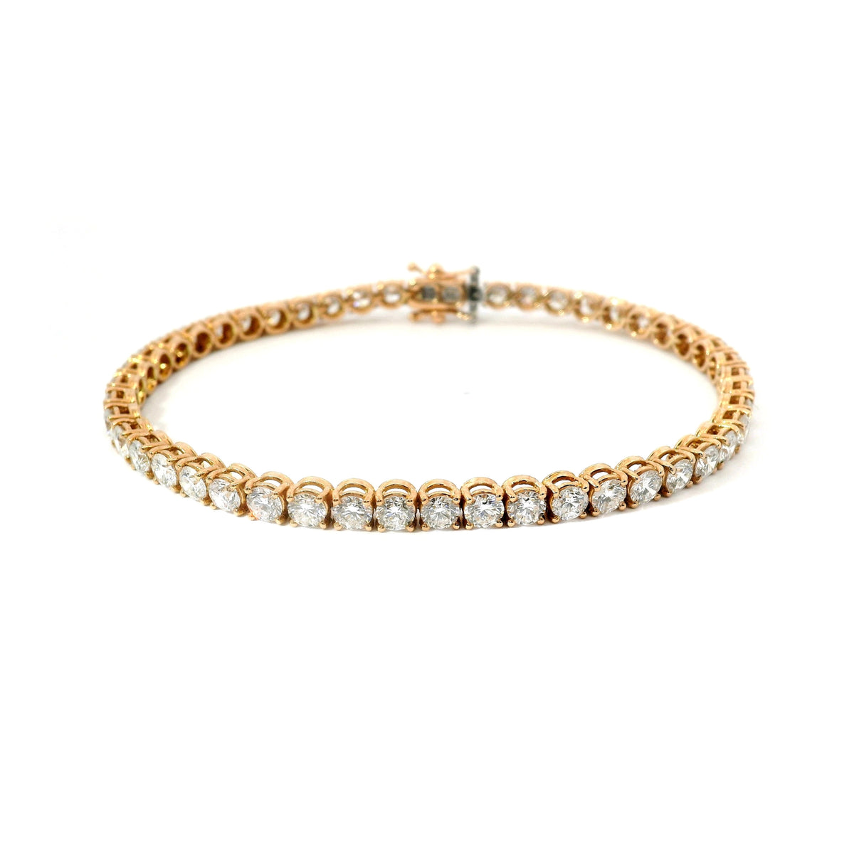 Bracciale tennis a filo in oro rosa e diamanti Lab-grown taglio brillante, 7,54 carati.