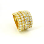 5-row yellow gold band with brilliant-cut lab-grown diamonds, 4.51 carats.