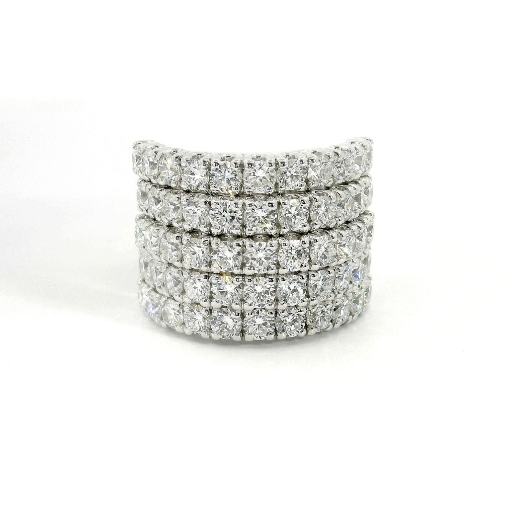 5-row yellow gold band with brilliant-cut lab-grown diamonds, 4.51 carats.