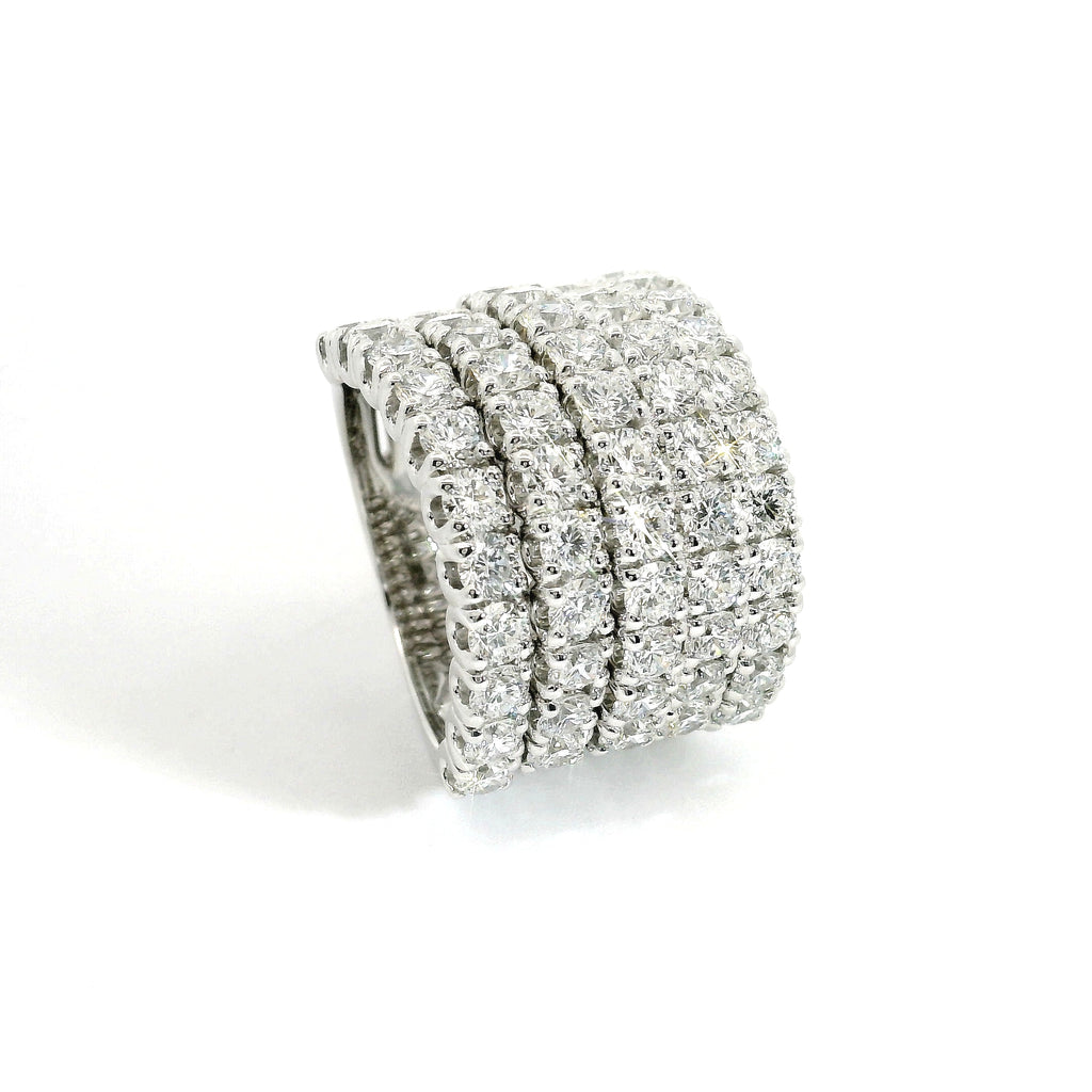 5-row yellow gold band with brilliant-cut lab-grown diamonds, 4.51 carats.