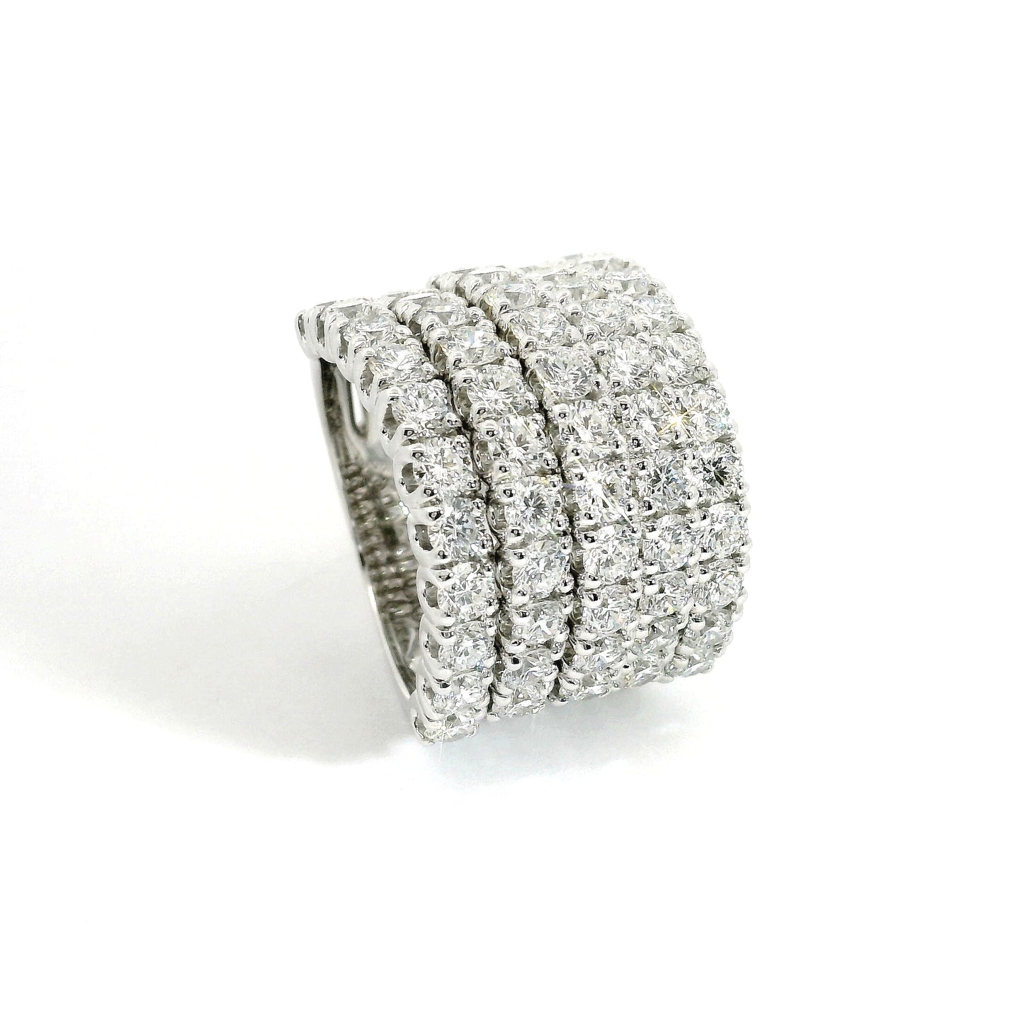 5-row white gold band with brilliant-cut lab-grown diamonds, 4.48 carats.