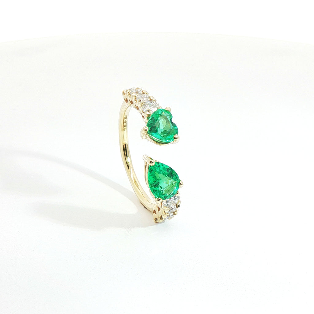 Anello Twin Hearts & Drops