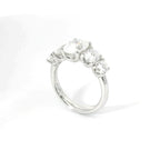 White gold gradation band ring with 5 oval-cut lab-grown diamonds, 3.20 carats.