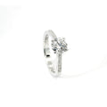 White gold solitaire with brilliant-cut diamonds on the shank, 1.08 carats.