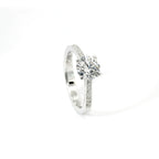 White gold solitaire with brilliant-cut diamonds on the shank, 1.08 carats.
