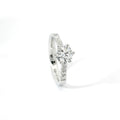 White gold solitaire with brilliant-cut lab-grown diamonds on the shank, 1.08 carats.