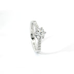 White gold solitaire with brilliant-cut lab-grown diamonds on the shank, 1.08 carats.