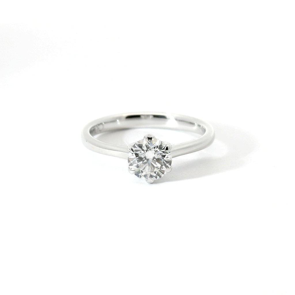 Solitaire in white gold with brilliant-cut lab-grown diamond, 1.80 carats.