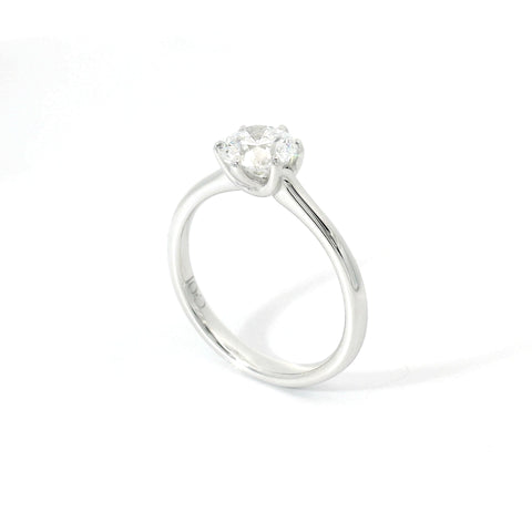 Solitario in oro bianco con diamante lab-grown taglio brillante, 1,00 carati.