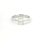 Solitaire in white gold with oval-cut lab-grown diamond, 1.54 carats.