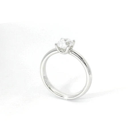 Solitario in oro bianco con diamante lab-grown taglio ovale, 1,00 carati.