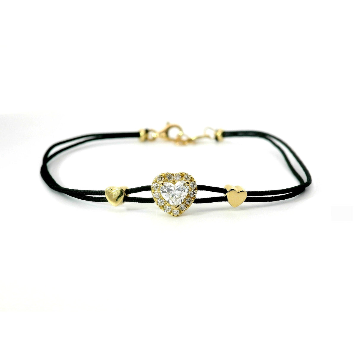 Bracciale in filo nautico e oro giallo con diamanti Lab-grown taglio brillante e taglio cuore, 0,41 carati