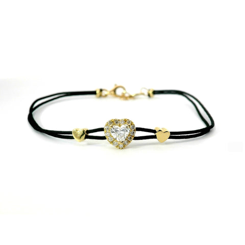 Bracciale in filo nautico e oro giallo con diamanti Lab-grown taglio brillante e taglio cuore, 0,41 carati