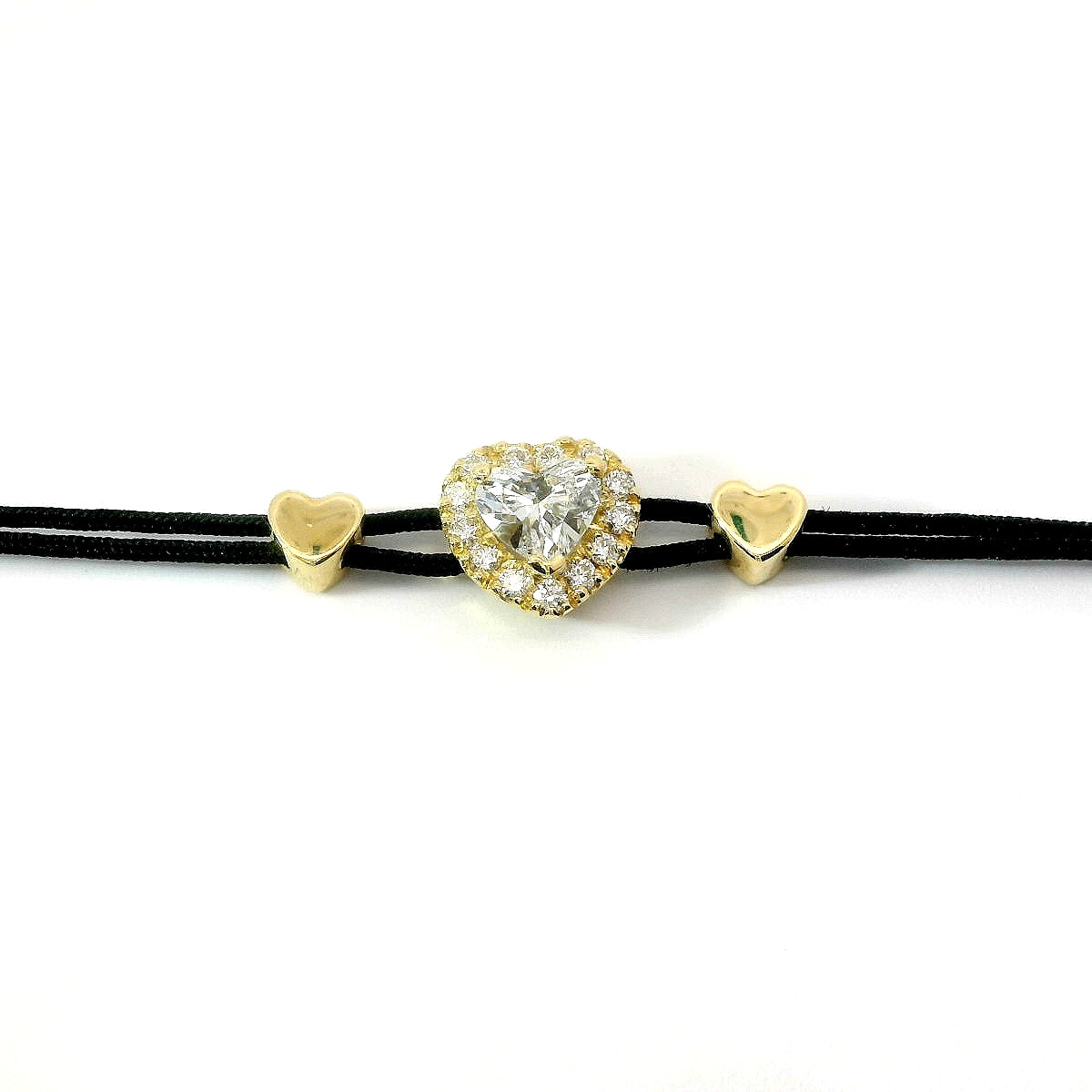 Bracciale in filo nautico e oro giallo con diamanti Lab-grown taglio brillante e taglio cuore, 0,41 carati
