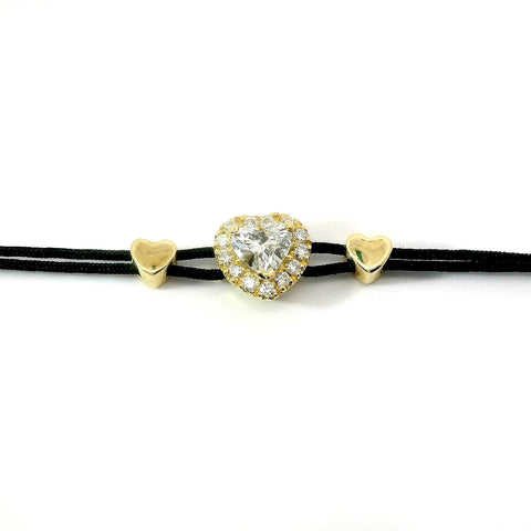 Bracciale in filo nautico e oro giallo con diamanti Lab-grown taglio brillante e taglio cuore, 0,41 carati