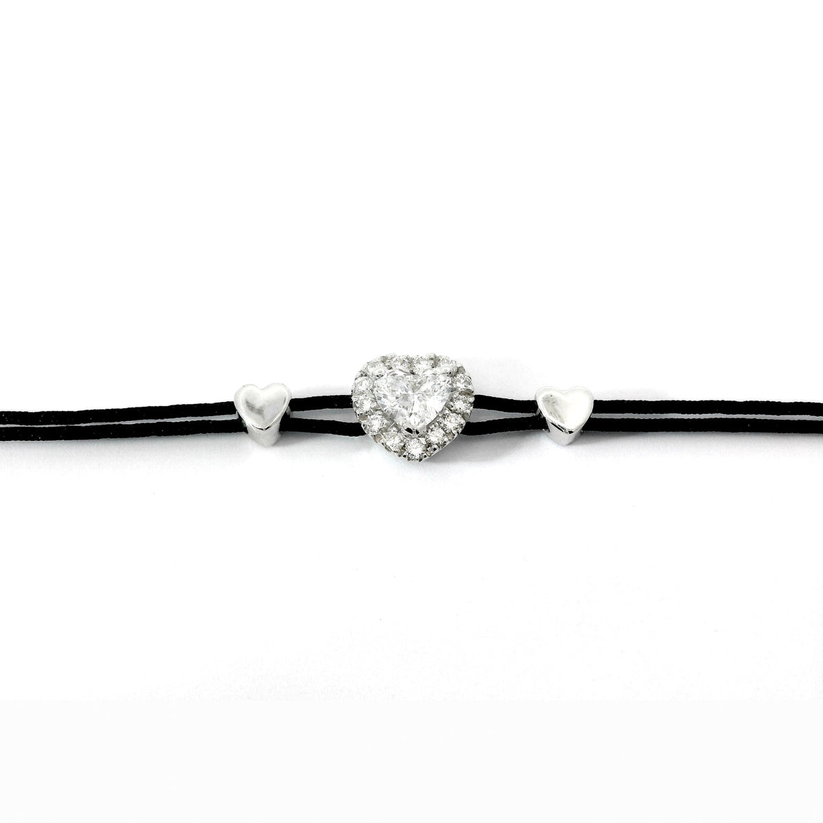 Bracciale in filo nautico e oro bianco con diamanti Lab-grown taglio brillante e taglio cuore, 0,41 carati.