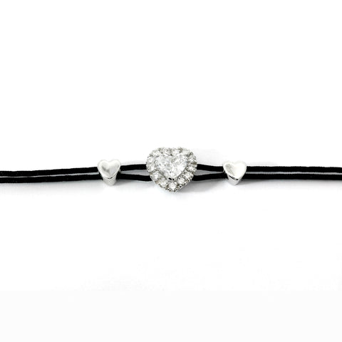 Bracciale in filo nautico e oro bianco con diamanti Lab-grown taglio brillante e taglio cuore, 0,41 carati.